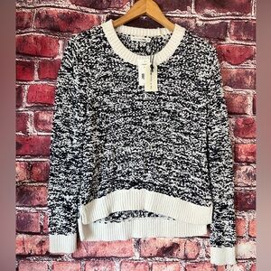 rag & bone Michelle Navy White Boucle Knit Crop Boxy Pullover Sweater XS